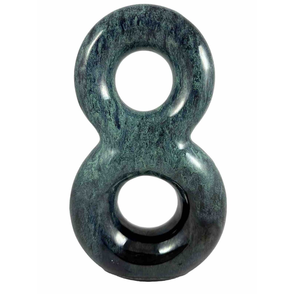 Circular Figure 8 Ceramic Art Sculpture Blue Ombre 10.5" Modern Abstract